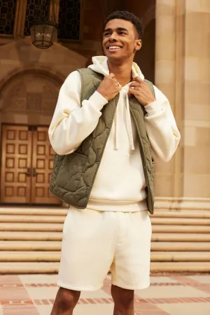 Forever 21 Men's Cotton-Blend Drop-Sleeve Hoodie Sweatshirt Cream Forever 21