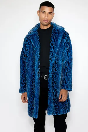 Forever 21 Men's Faux Fur Snake Print Coat Blue/Multi Forever 21
