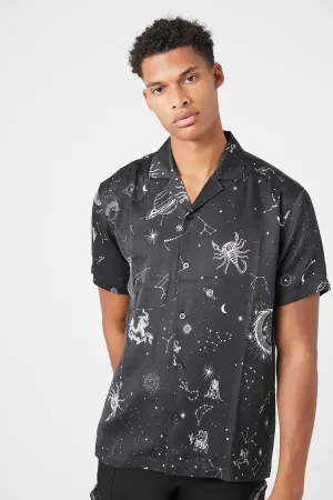 Forever 21 Men's Satin Constellation Graphic Shirt Black/Multi Forever 21
