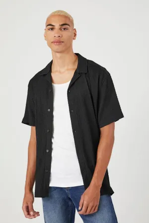 Forever 21 Men's Textured Button-Up Shirt Black Forever 21