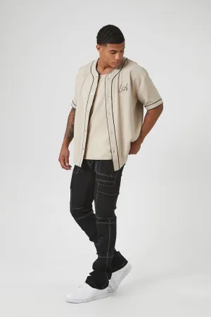 Forever 21 Men's Topstitched Drawstring Slim-Fit Pants Black Forever 21
