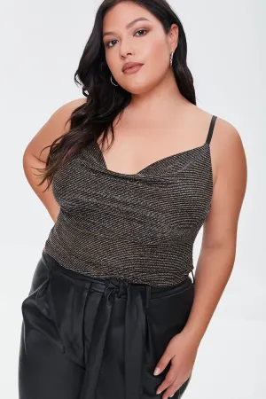 Forever 21 Plus Women's Cropped Cowl Cami Black/Silver Forever 21