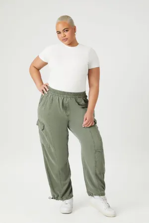 Forever 21 Plus Women's Drawstring Cargo Joggers Olive Forever 21