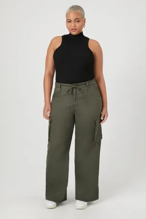 Forever 21 Plus Women's Drawstring Cargo Pants Olive Forever 21