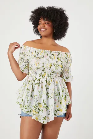 Forever 21 Plus Women's Floral Off-the-Shoulder Top White/Multi Forever 21