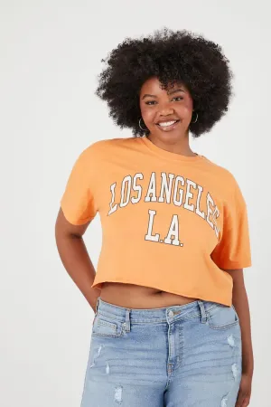 Forever 21 Plus Women's Los Angeles Cropped T-Shirt Orange/Multi Forever 21