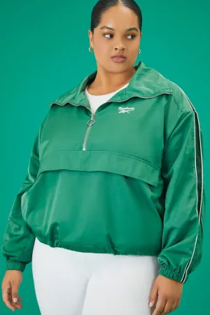 Forever 21 Plus Women's Reebok Striped-Trim Anorak Green/Multi Forever 21