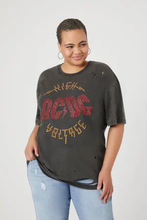 Forever 21 Plus Women's Rhinestone ACDC Graphic T-Shirt Black/Multi Forever 21