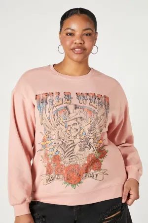 Forever 21 Plus Women's Rhinestone Wild West Graphic Pullover Pink/Multi Forever 21