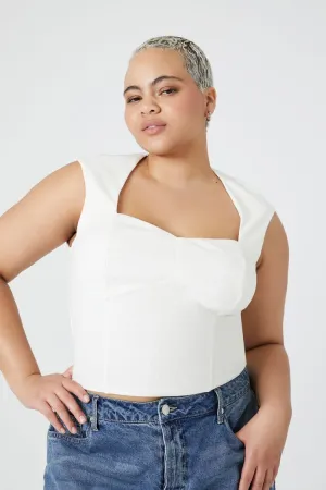 Forever 21 Plus Women's Ribbed Sweetheart Top Ivory Forever 21