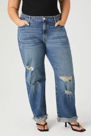 Forever 21 Plus Women's Stretch-Denim Boyfriend Jeans Medium Denim Forever 21