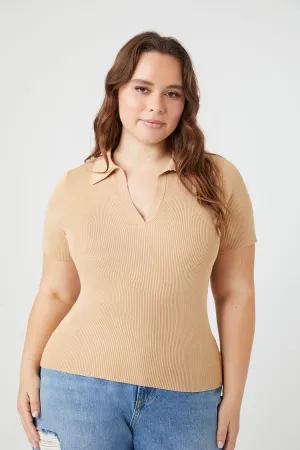 Forever 21 Plus Women's Sweater-Knit Top Warm Sand Forever 21