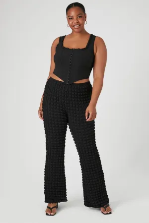 Forever 21 Plus Women's Textured Flare Pants Black Forever 21