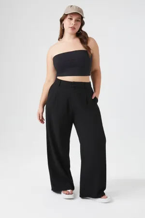 Forever 21 Plus Women's Twill Wide-Leg Trousers Black Forever 21