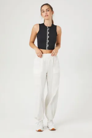 Forever 21 Women's Active Cargo Windbreaker Joggers Vanilla Forever 21