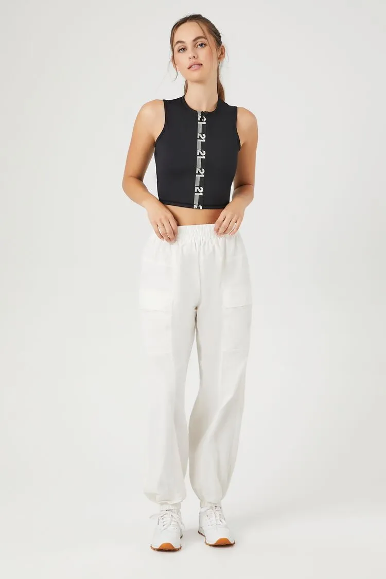 Forever 21 Women's Active Cargo Windbreaker Joggers Vanilla Forever 21