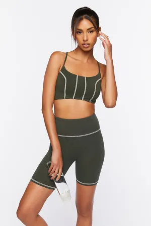 Forever 21 Women's Active Contrast-Trim Biker Shorts Cypress Forever 21