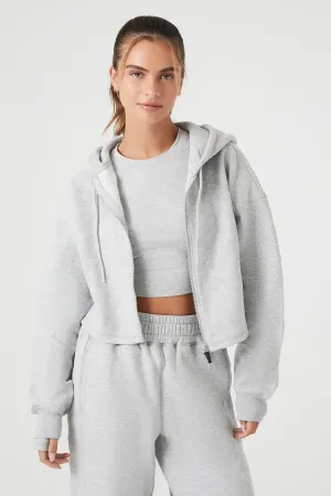 Forever 21 Women's Active French Terry Zip-Up Hoodie Sweatshirt Heather Grey Forever 21