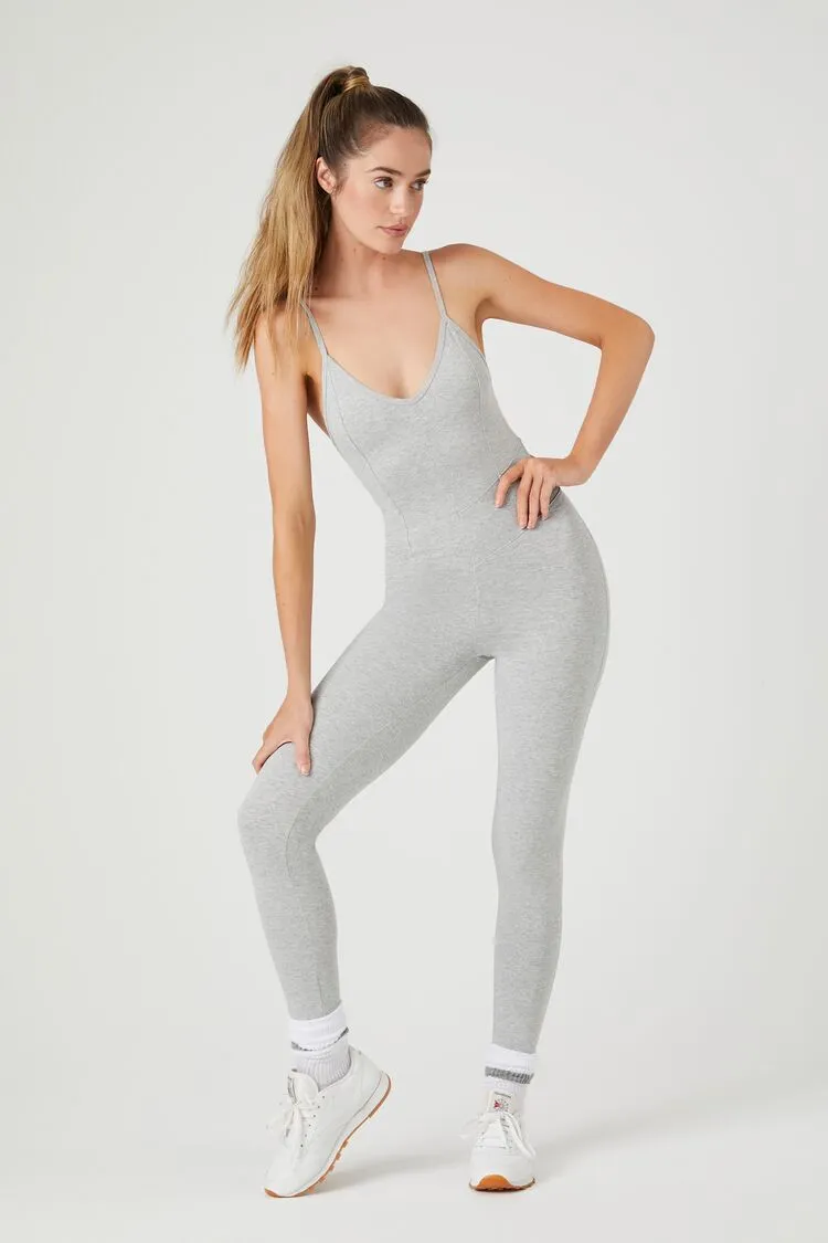 Forever 21 Women's Active Heathered Cami Jumpsuit Heather Grey Forever 21