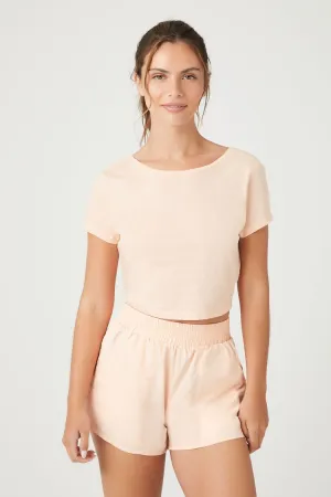 Forever 21 Women's Active Snap-Button Windbreaker Shorts Pale Peach Forever 21