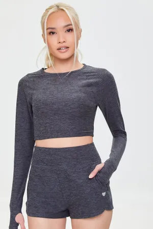 Forever 21 Women's Active Thumbhole Crop Top Black Forever 21