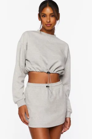 Forever 21 Women's Active Toggle Drawstring Mini Skirt Heather Grey Forever 21