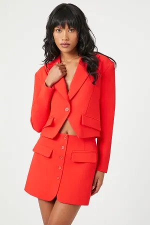 Forever 21 Women's Button-Front A-Line Mini Skirt Red Forever 21
