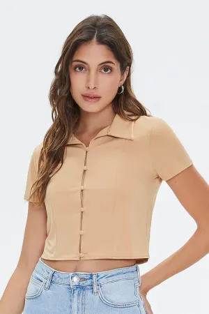 Forever 21 Women's Cropped Button-Loop Shirt Safari Forever 21