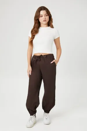 Forever 21 Women's D-Ring Poplin Joggers Chocolate Forever 21