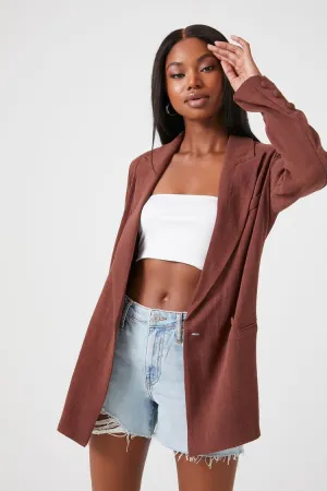 Forever 21 Women's Double-Breasted Notched Blazer Almond Forever 21
