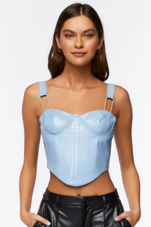 Forever 21 Women's Faux Leather/Pleather Bustier Crop Top Faience Forever 21