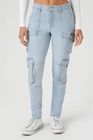 Forever 21 Women's Grommet Cargo Skinny Jeans Light Denim Forever 21