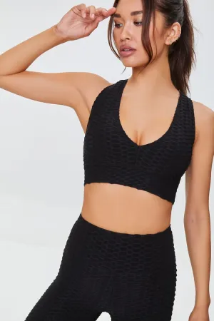 Forever 21 Women's Honeycomb Knit Sports Bra Black Forever 21