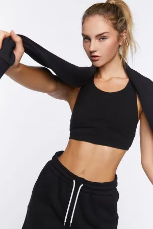 Forever 21 Women's Longline Racerback Sports Bra Black Forever 21