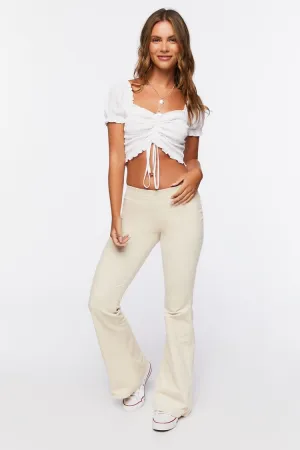 Forever 21 Women's Low-Rise Corduroy Flare Pants Ash Brown Forever 21