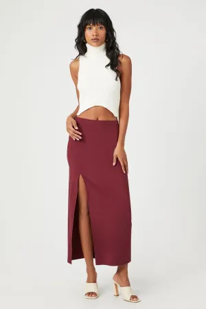 Forever 21 Women's Maxi Slit Skirt Wine Forever 21