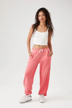 Forever 21 Women's Mineral Wash Drawstring Joggers Coral Forever 21