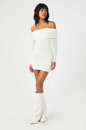 Forever 21 Women's Off-the-Shoulder Foldover Mini Dress Vanilla Forever 21
