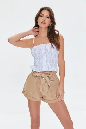 Forever 21 Women's Pinstriped Ruffled Cami White/Multi Forever 21
