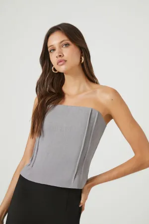 Forever 21 Women's Pleated Strapless Top Grey Forever 21