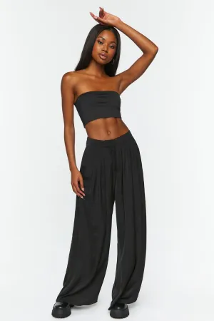Forever 21 Women's Pleated Wide-Leg Palazzo Pants Black Forever 21