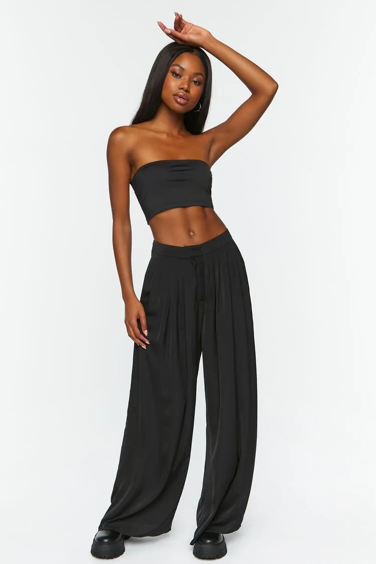 Forever 21 Women's Pleated Wide-Leg Palazzo Pants Black Forever 21