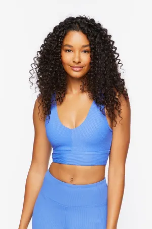Forever 21 Women's Ribbed Cutout Sports Bra Royal Forever 21