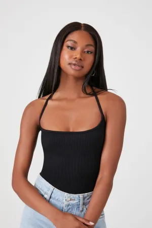 Forever 21 Women's Ribbed Halter Bodysuit Black Forever 21