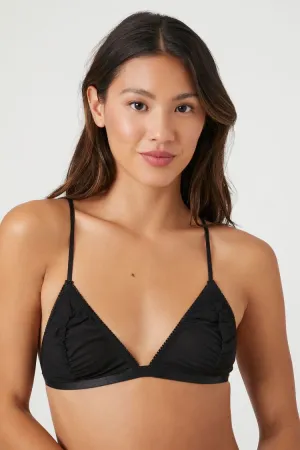 Forever 21 Women's Ruched Mesh Triangle Bralette Black Forever 21