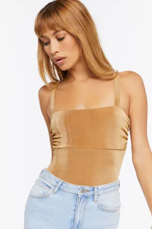 Forever 21 Women's Ruched Sleeveless Bodysuit Safari Forever 21