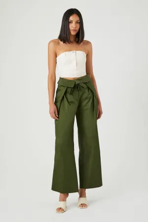 Forever 21 Women's Satin Foldover Tie-Waist Pants Cypress Forever 21