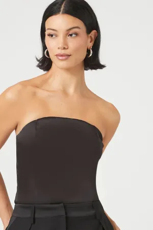Forever 21 Women's Satin Tube Bodysuit Black Forever 21