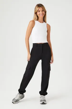 Forever 21 Women's Seamed High-Rise Cargo Joggers Black Forever 21