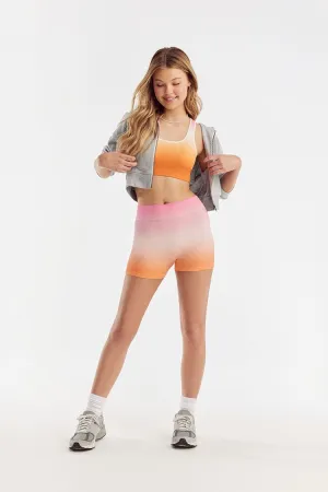 Forever 21 Women's Seamless Active Gradient Biker Shorts Neon Orange/Multi Forever 21